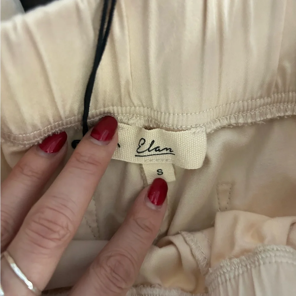 NWT Elan Cream Tencel Elastic Waist Cargo Jogger Pants Size Small